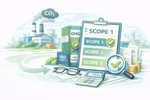 CO₂-Bilanzierung nach GHG Protocol Berechnungsplan von Scope-1-, Scope-2- und Scope-3
