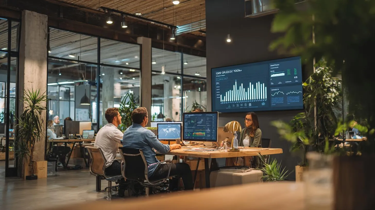 Vorteile Softwarelösungen zu Emissionsberechnung Mitarbeiter arbeiten an Statistiken